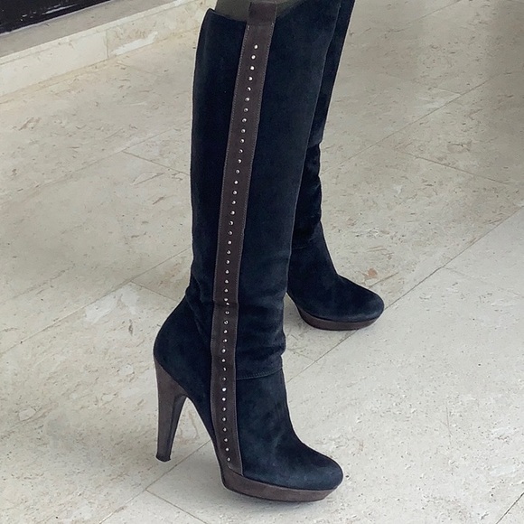 Shoes - Italian velvet boots navy